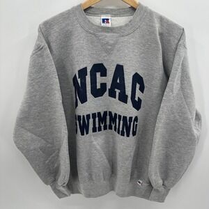 Vintage Russell Athletic Gray Crewneck Sweater L Large Made in USA NCAC Swimming